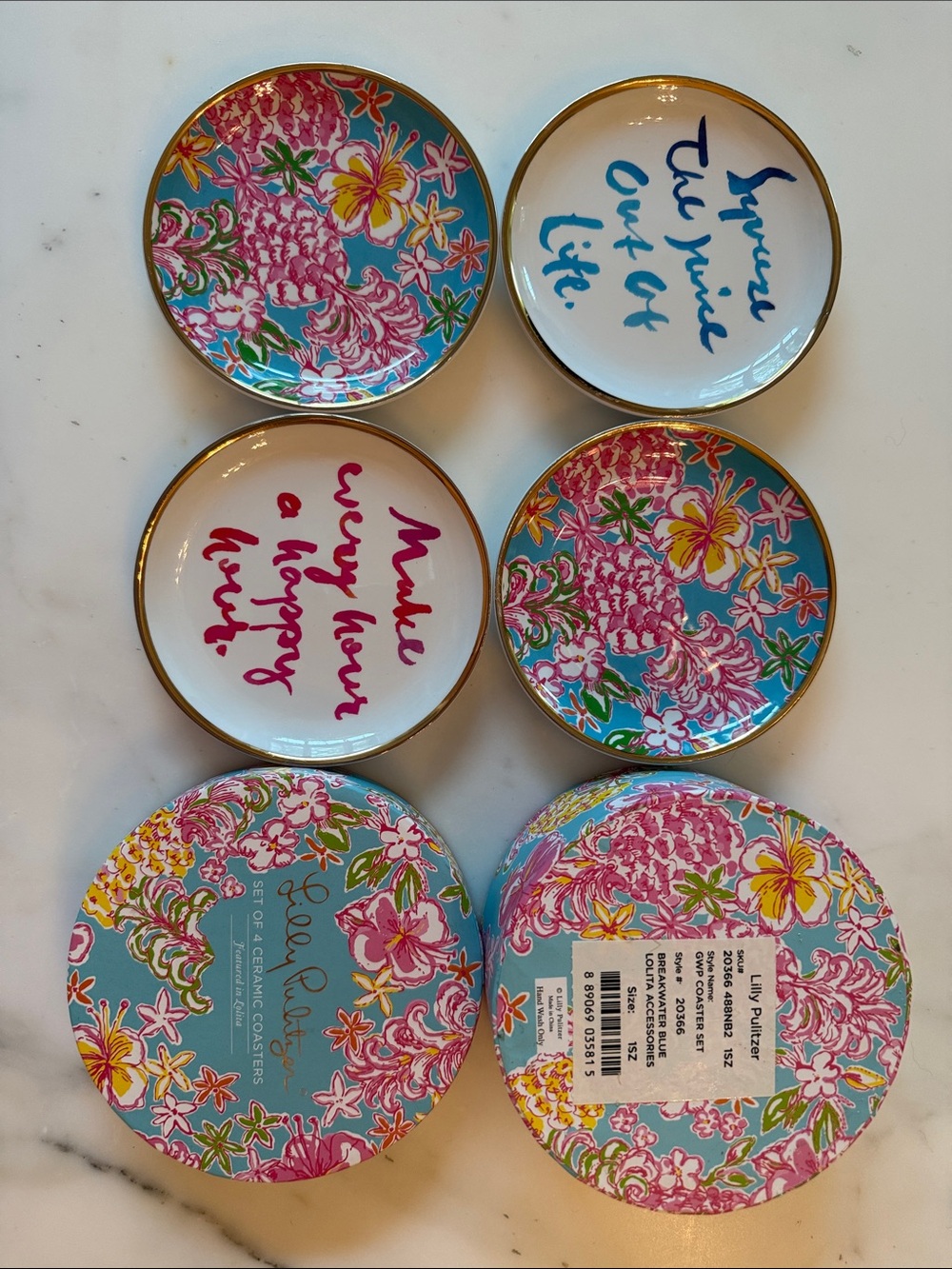Lilly Pulitzer Floral Trinket Dishes in Pink, Blue, Yellow & Green